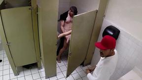 ”Waiter screwed the neglected MILF in the public restroom while her hubby is waiting by the table”