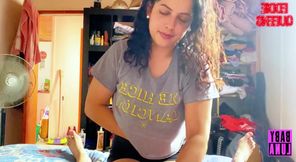 Argentinian slut BabyLuna939 sucks my dick, jerks off my tits until I run out of milk and takes it all Part 1