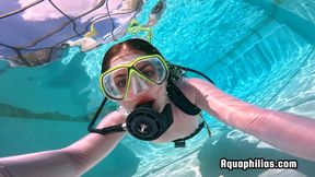 Aquaphilias- Kat Snow- Her First SCUBA Lesson in the Pool wearing Leohex