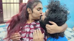 Hot couple romantic kiss