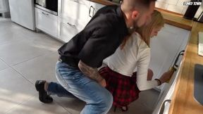 Sugar Daddy Fucked Wet Holes with His Huge Cock, Shy 19-Year-Old Housekeeper!