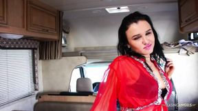 Cheating wife exposes her juicy tushy and tits to her horny neighbor in his RV