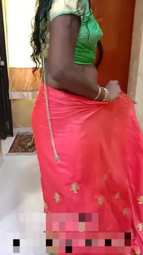 Desi Tamil Dusky Wife Seduces Bull in Red Underwear - Nipple Play, Cuck Watches! Indianhotwifex