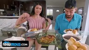 Sexy brunette cheats with her boyfriend's brother