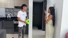 My little stepsister catches me masturbating with her panties, she asks me to fuck her in exchange for not saying anything to our stepfathers