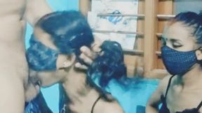 Indian tow Girls one boy  threesome
