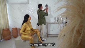 Museum He1st Ends in Hot Fuck with Golden Statues
