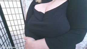 Hot MILF Wife Flashes Big Tits and Pantyhose in Homemade Video