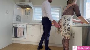 A sexy domestic servant is recorded while she cleans the house
