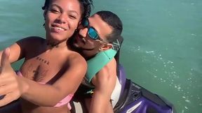Booty Latina in bikini cheated on a jet with her jet ski instructor