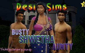 Desi busty Indian Saree Stepaunty Shwetha With two Boys