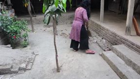 My Stepaunty Was Cleaning the Yard. but I Hugged Him, Put Him in My Stepaunty Ass, and Started Fucking Him Anal