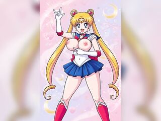 Sailor Moon Shaking Her Taut Hairless Booty Twat