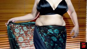 Hot Indian Wife Draping Sexy Saree and Sleeveless Blouse - AROUSING and EROTIC - Boobs Play
