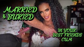 MARRIED & BURIED - IN YOUR BEST FRIENDS CUM - MistressRavenFD makes you her cuck as She strokes your best friend, humiliating your small penis and giving you cum eating instructions