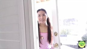 Asian Brunette with Pigtails Responds to an Ad and Shoots Her First Ever Porn POV