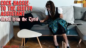 COCK HASSLE TO THE SLUTTY ASSISTANT, DIRNDL FROM TYROL by BONDAGE KINK hogtied milf gets messy facials from a hard dick