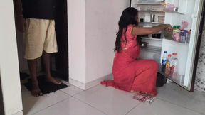 The maid took off her saree and got her pussy and ass fucking by her owner