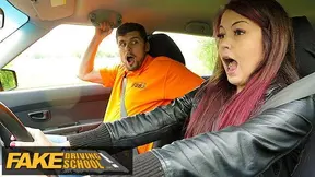 Sex Driving School, Big cock Instructor fucking on the bonnet