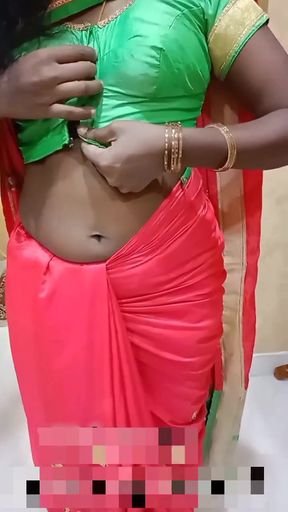 Desi Tamil  Housewife Seduces Bull in Red Underwear - Nipple Play, Cuck Watches! IndianHotwifeX   Clip 1