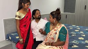 Stepsister and Stepmom Satisfy Bearded Indian Guy