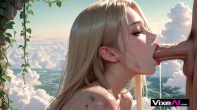 Blonde Hottie Spread in Petals, Fucked Deep and Cum Soaked AI Generated
