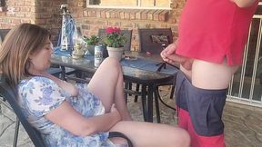 Mutual masturbation with my neighbors wife turns into outdoor creampie
