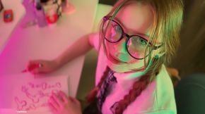 Student with Glasses Drew Penises Instead of Homework and Was Fucked on the Table