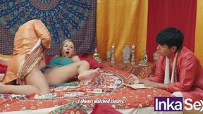 The white belly dancer Vitoria Beatriz is getting dicked hard by her stepsons