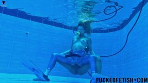 4K NEW SCENE Fuck underwater fantasy Ashlee Rose fins mermaid scuba cumshot 801