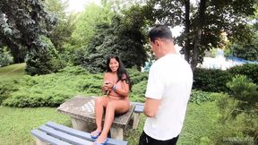 Sorority girl Ayda in amateur threesome with big dick