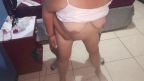 My girlfriend's 70-year-old grandmother fucked standing doggy style
