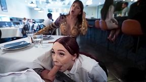 Sneaky Waitress Fucks Me Hard in the Restaurant... We Get Caught