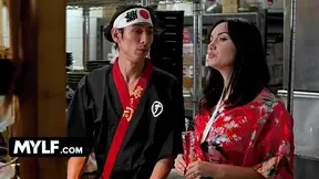 MILF Lily Lane and Hostess Paris Lincoln go frenzied for a restaurant promotion