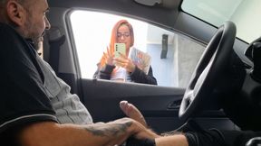 Jerking off risky to the students at the college door!