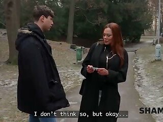 SHAME4K. This redheaded MILF met a Young guy and immediately had sex with him
