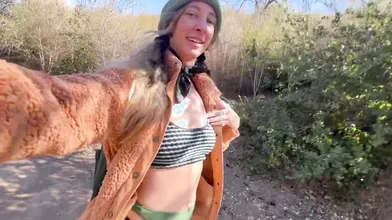 Nut accompanying i atop a Randy Naked Hike // Jerking-off atop Public Trail  Steph within Space