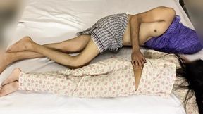 Mother-in-law and I slept on the bed together and fucked all night
