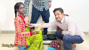 First time sex with bhabhi in kitchen with two dever's threesome sex