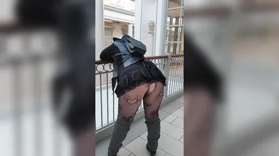 Pantyless HOT MOM slaps crotch amid public mall
