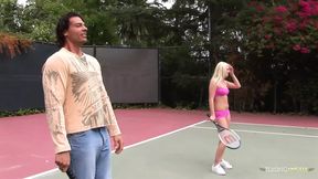 Her backhand got better after sucking the coachs big cock