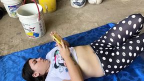 My stepsister sunbathes and I accompany her and I get horny so we fuck each other really hard