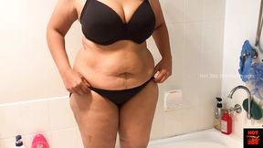 Sexy and Curvy Milf Strip Teasing and taking Bath Naked