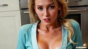 Stepmom fucked by stepson in the kitchen - Big ass and hot breasts | when dad is not home | AI