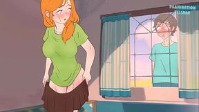 Steve spies on Alex taking off her skirt (he saw her bare pussy)  Hentai Cartoon Parody !