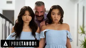 Sexy Vid Asian Stepsisters Lulu Chu & Kimmy Kimm Fulfill Their Stepdad's Doppelganger Fantasy