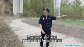 Public Porn Blonde runs from Police after fucking outdoors