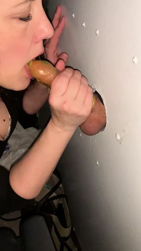 Swinger wife at the Gloryhole (2)
