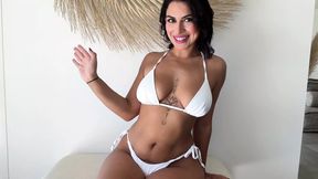 Vends-ta-culotte - Sexy JOI with a stunning luscious French brunette in her little white bikini