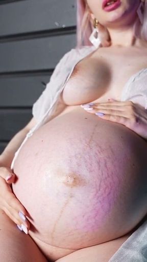 Last Month of Pregnancy and Teasing From Blonde